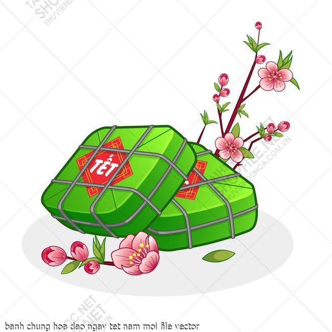 banh chung hoa dao ngay tet nam moi file vector